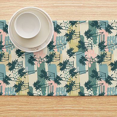 Table Runner, 100% Cotton, 16x90", Island Illustration