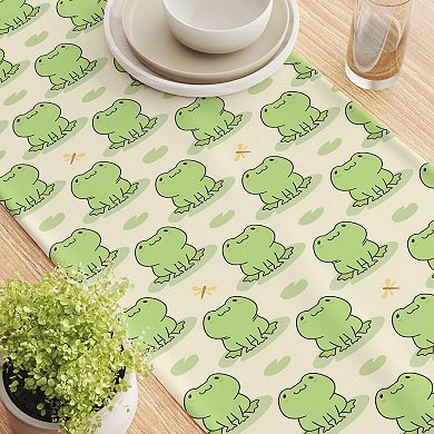 Table Runner, 100% Cotton, 16x72", Frog Illustration