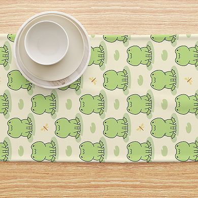 Table Runner, 100% Cotton, 16x72", Frog Illustration