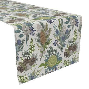 Table Runner, 100% Cotton, 16x108", Winter Floral