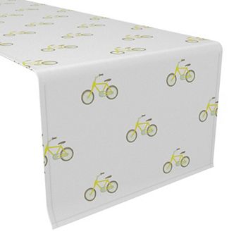 Table Runner, 100% Cotton, 16x72", Yellow City Bicycles