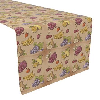 Table Runner, 100% Polyester, 12x72", Bunches of Fruit