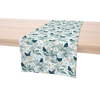 Table Runner, 100% Cotton, 16x72", Fig Trees & Birds