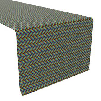 Table Runner, 100% Polyester, 14x108", Rainbow Herringbone Weave