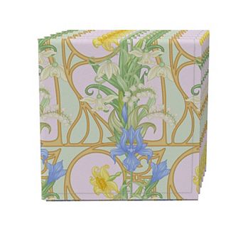 Napkin Set of 4, 100% Cotton, 20x20", Floral 140