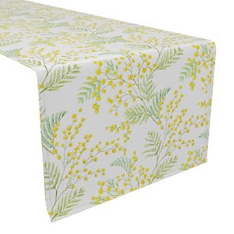 Table Runner, 100% Polyester, 12x72", Mimosa Flowers