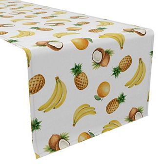 Table Runner, 100% Cotton, 16x90", Bananas, Pineapples & Oranges