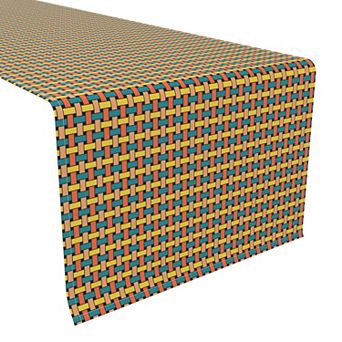 Table Runner, 100% Polyester, 14x108", Colorful Geometric Lattice