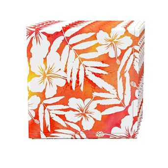Napkin Set, 100% Polyester, Set of 4, 18x18", Hibiscus Island Style