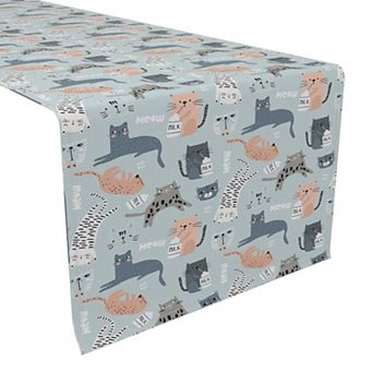 Table Runner, 100% Cotton, 16x90", Cats Background