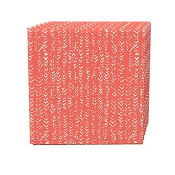 Napkin Set, 100% Polyester, Set of 4, 18x18", Coral Batik Design