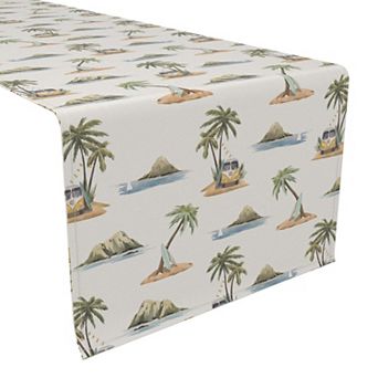 Table Runner, 100% Cotton, 16x72", Retro Surf