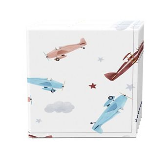 Napkin Set, 100% Polyester, Set of 4, 18x18", Watercolor Clouds & Airplanes