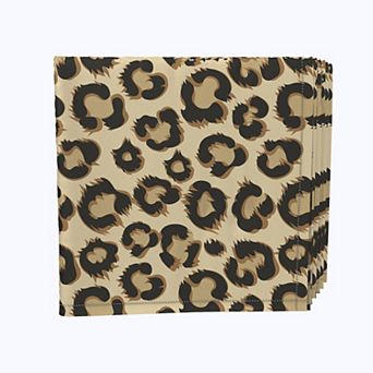 Napkin Set, 100% Polyester, Set of 4, 18x18", Leopard Fur