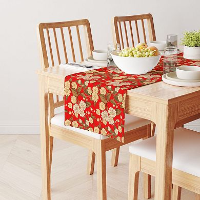 Table Runner, 100% Cotton, 16x108", Golden Floral Blossom