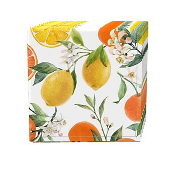 Napkin Set, 100% Polyester, Set of 4, 18x18", Oranges & lemons