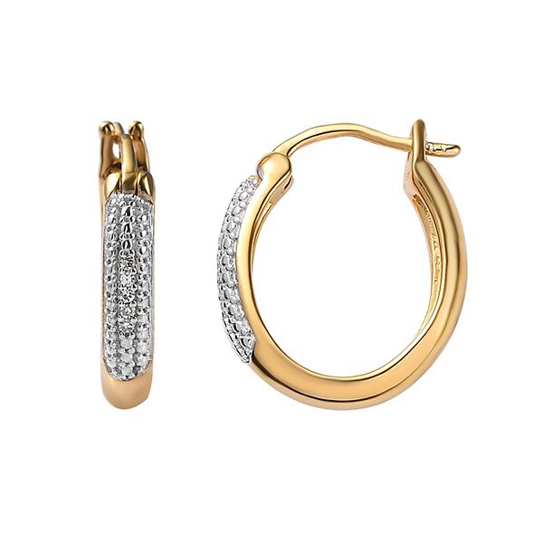 14k Gold Over Silver 1/20 Carat T.W. Diamond Huggie Hoop Earrings