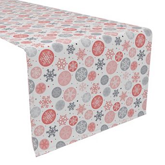 Table Runner, 100% Cotton, 16x108", Snowflakes in Ornaments
