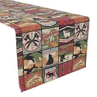 Table Runner, 100% Polyester, 14x108", Great Outdoors Patchwork