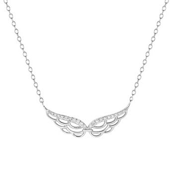 Sterling Silver 1/8 Carat T.W. Diamond Angel Wing Necklace