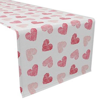 Table Runner, 100% Cotton, 16x90", Valentine's Shaded Hearts