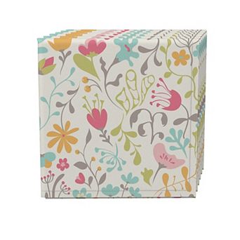 Napkin Set, 100% Polyester, Set of 4, 18x18", Blooming Springs