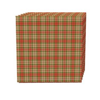 Napkin Set, 100% Polyester, Set of 4, 18x18", Thanksgiving Retro Tartan Plaid
