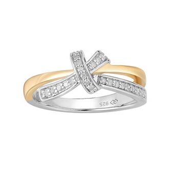 14k Gold Over Silver Two-Tone 1/8 Carat T.W. Diamond Bow Ring