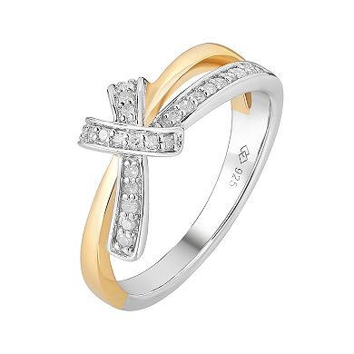 14k Gold Over Silver Two-Tone 1/8 Carat T.W. Diamond Bow Ring