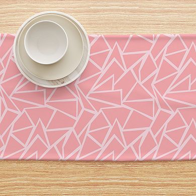 Table Runner, 100% Cotton, 16x108", Geometric Shapes Pink