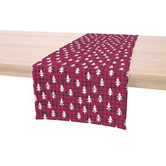 Table Runner, 100% Cotton, 16x90", Holiday Woodland Plaid