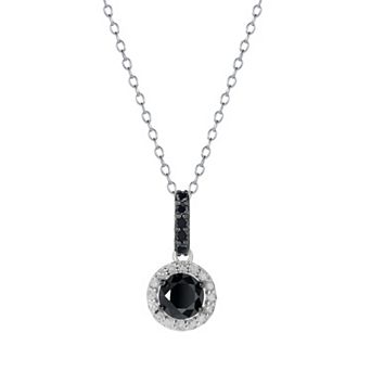 Sterling Silver 1 Carat T.W. Black & White Diamond Pendant Necklace