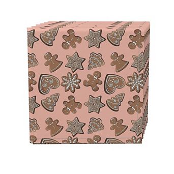 Napkin Set, 100% Polyester, Set of 4, 18x18", Christmas Gingerbread Cookies