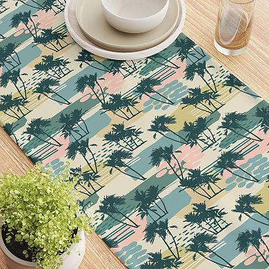 Table Runner, 100% Polyester, 14x108", Island Illustration