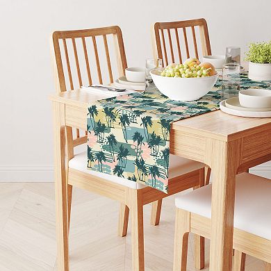 Table Runner, 100% Polyester, 14x108", Island Illustration