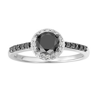 Sterling Silver 1 Carat T.W. Black & White Diamond Ring