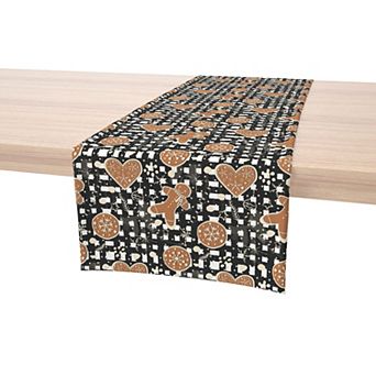 Table Runner, 100% Polyester, 12x72", Gingerbread Plaid