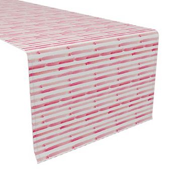 Table Runner, 100% Cotton, 16x72", Pink Watercolor Stripes