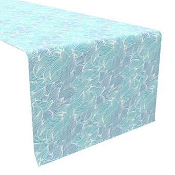 Table Runner, 100% Cotton, 16x108", Splashes of Waves