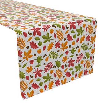 Table Runner, 100% Cotton, 16x90", Variety of Leaves
