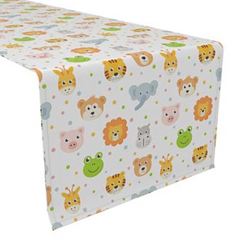 Table Runner, 100% Polyester, 12x72", Cheerful Animal icons