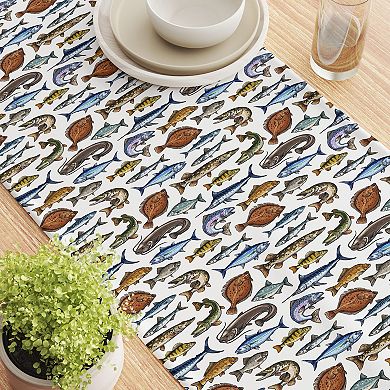 Table Runner, 100% Cotton, 16x108", Fresh Catch