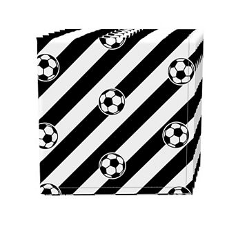 Napkin Set, 100% Polyester, Set of 4, 18x18", Soccer Ball Stripe