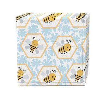 Napkin Set, 100% Polyester, Set of 4, 18x18", Cartoon Honeycomb Bees