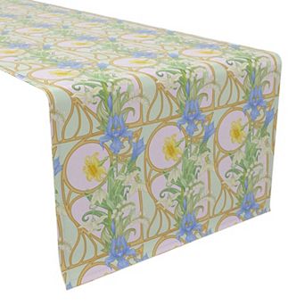 Table Runner, 100% Cotton, 16x90", Floral 140