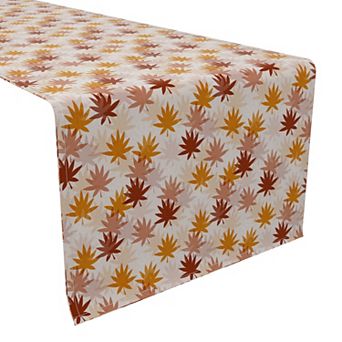 Table Runner, 100% Cotton, 16x90", Stamped Maple Leaves