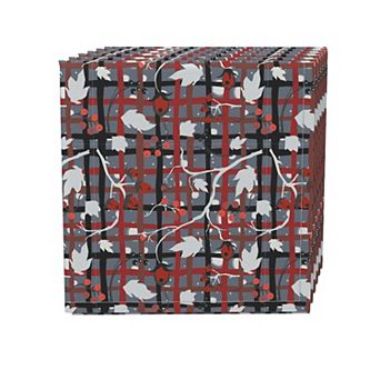 Napkin Set, 100% Polyester, Set of 4, 18x18", Red Beautiful Berry Weave