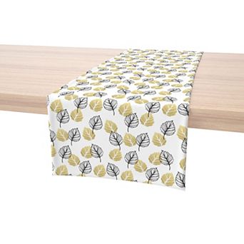 Table Runner, 100% Cotton, 16x90", Golden Leaves