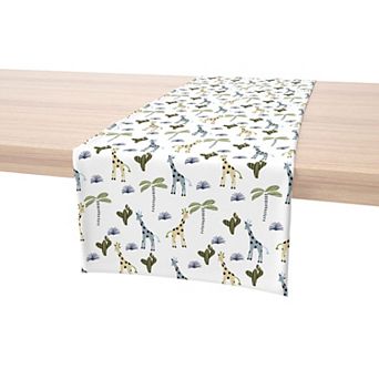 Table Runner, 100% Cotton, 16x72", Giraffe Wild Life