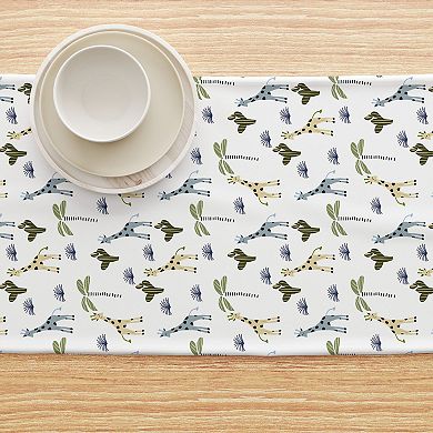 Table Runner, 100% Cotton, 16x72", Giraffe Wild Life